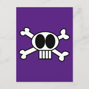 Schattige schedel en gekruiste botten met grote zw briefkaart