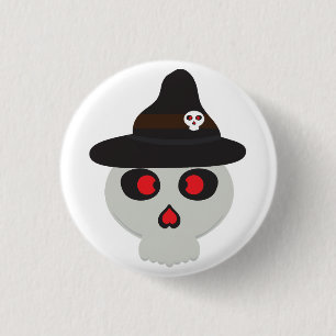 schattige schedel heks cartoon ronde button 3,2 cm