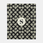Schattige schedelpatroon Monogram Zwart Fleece Dek Deken (Voorkant)