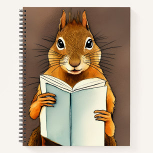 Schattige schets aquarel eekhoorn die een boek lee