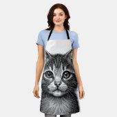 Schattige schets van de jonge kat schort (Gedragen)