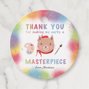 Schattige Schilderij Feest Kitty Kat Verjaardag Bedankjes Labels