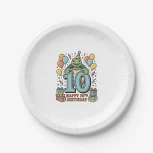 Schattige Schildpad 10e Verjaardag Vintage Feest D Papieren Bordje