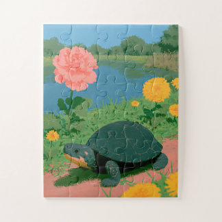 Schattige schildpad die vredig wandelt legpuzzel