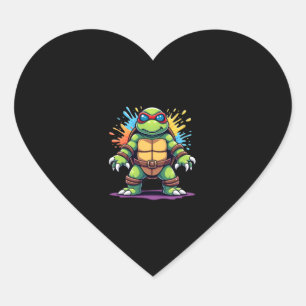 Schattige Schildpad Draagt Zonnebril Verfspatten Z Hart Sticker