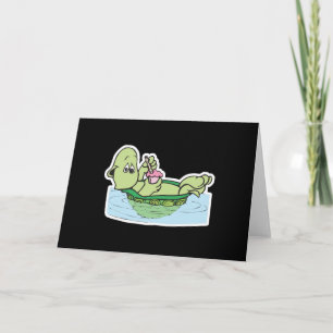 schattige schildpad drinkt milkshake kaart