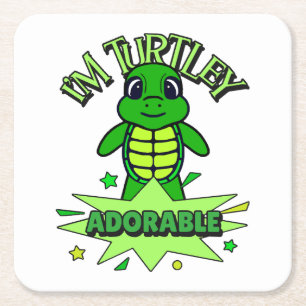 Schattige Schildpad Grappige Quote Turtley Schatti Vierkante Kartonnen Onderzetter