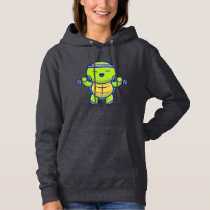Schattige Schildpad Hef Dumbbells Cartoon Illustra Hoodie