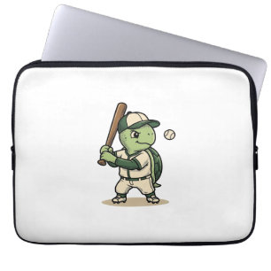 Schattige Schildpad Honkbal Batter Vintage Vector  Laptop Sleeve
