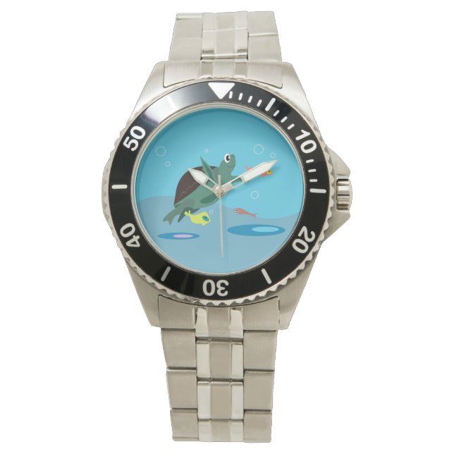 Schattige Schildpad Horloge (Voorkant)