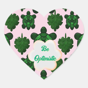 Schattige Schildpad Laat Naadloos Patroon, Tropisc Hart Sticker