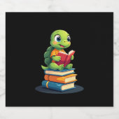 Schattige schildpad lezen boeken (1) sparkling wijnetiket (Enkel label)
