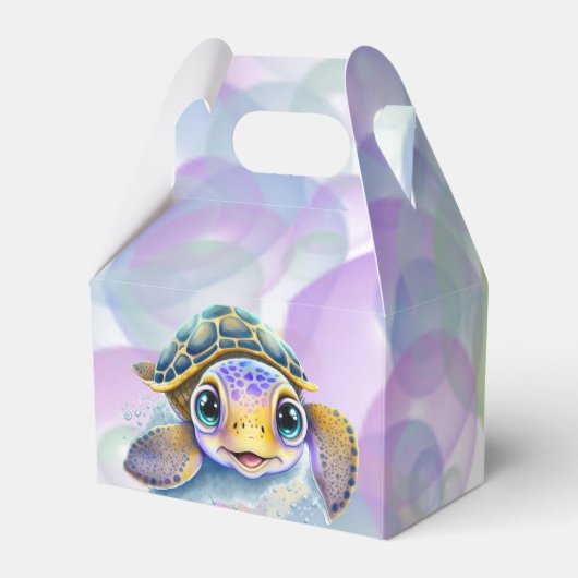 Schattige Schildpad met Bubbles 1st. verjaardagsfe Bedankdoosjes (Achterkant)
