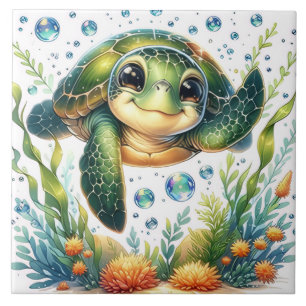 Schattige schildpad tegeltje