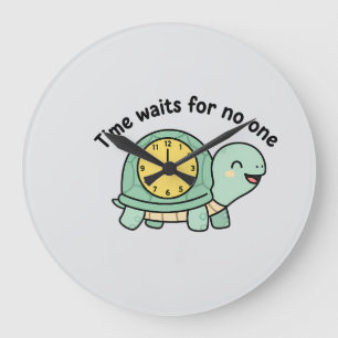 Schattige Schildpad "Tijd wacht op niemand" Motiva Grote Klok
