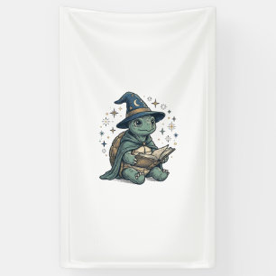 Schattige Schildpad Tovenaar Leest Toverboek Vecto Spandoek