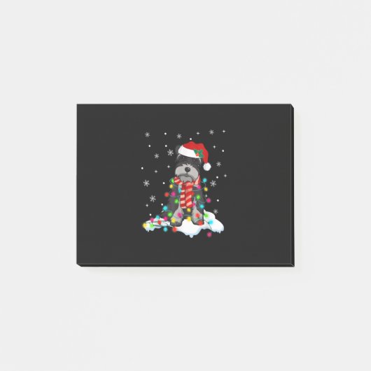 schattige schnauzer kerstlichten met santa hat gif post-it® notes (Voorkant)