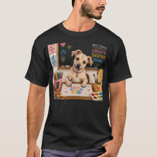 Schattige schoolhond Schildering Aquarel Illustrat T-shirt