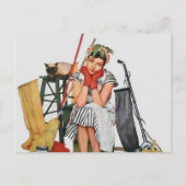 schattige  schoonmaakster briefkaart (Voorkant)