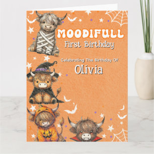 Schattige Schotse Hooglanders Moodifull Halloween Kaart