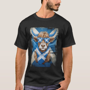 Schattige Schotse Hooglandkoe Schotland Vlag T-shirt