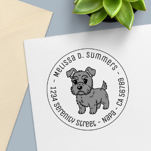 Schattige Schotse Terriër Hond Ronde Adres Zelfinktende Stempel