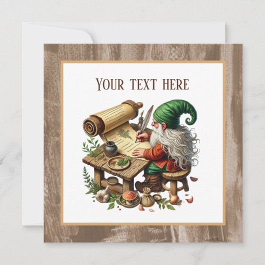 Schattige schrijven kabouter partij kaart (Voorkant)