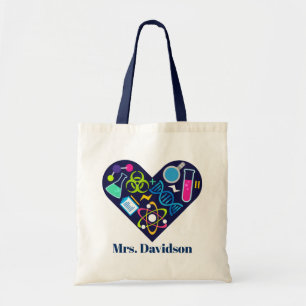 Schattige Science Teacher voeg naam toe canvas tas
