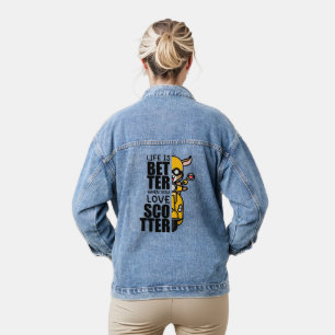 Schattige Scooter Goat Design Denim Jacket