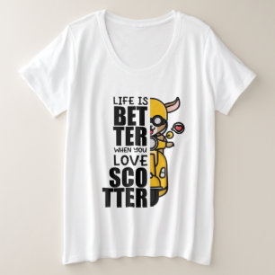 Schattige Scooter Goat Design Grote Maat T-shirt