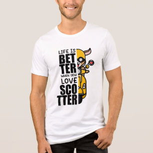 Schattige Scooter Goat Design Tri-Blend Shirt