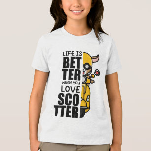 Schattige Scooter Goat Design Tri-Blend Shirt