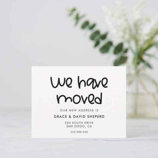 Schattige script bewegende aankondiging briefkaart (Staand voorkant)