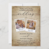 Schattige Script Elegante Foto Rustieke Boho Weddi Kaart (Voorkant)