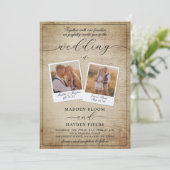 Schattige Script Elegante Foto Rustieke Boho Weddi Kaart (Staand voorkant)