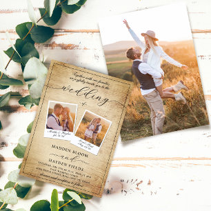 Schattige Script Elegante Foto Rustieke Boho Weddi Kaart