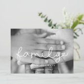 Schattige Script Familiefoto Kerstmis Feestdagenkaart (Staand voorkant)