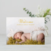 Schattige Script Foto Baby Aankondiging Folie Kaar (Staand Voorkant)