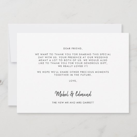 Schattige script trouwfoto dank je kaart (Achterkant)