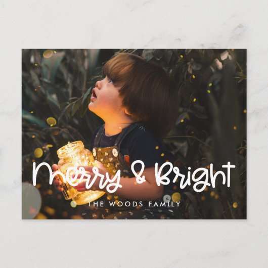 Schattige script Vrolijk en helder Vakantie foto Briefkaart (Voorkant)