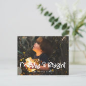 Schattige script Vrolijk en helder Vakantie foto Briefkaart (Staand voorkant)