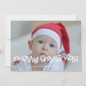 Schattige script Vrolijke kerstfoto Feestdagenkaart (Voorkant)