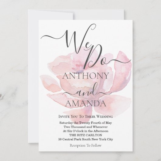 Schattige script waterverf roos overlay script kaart (Voorkant)