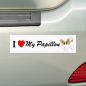 Schattige Scruffy Papillon Ik Hart Liefde Mijn Pap Bumpersticker (Op auto)