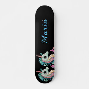 Schattige Seahorse aangepaste naam Skateboard