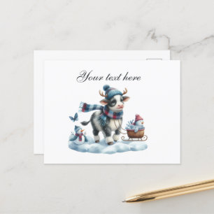 Schattige Seizoens Winter koeien liefhebbers voeg  Briefkaart