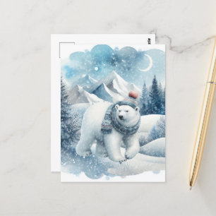 Schattige seizoensgebonden winter ijsbeer Winter v Briefkaart