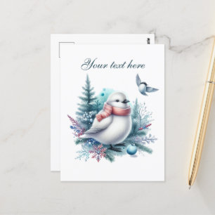 Schattige seizoensgebonden wintervogel voeg tekst briefkaart