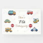 Schattige Service Voertuig Verjaardag bash Spandoek (Horizontaal)