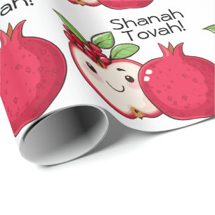 Schattige Shana Tova met appel en granaatappel Cadeaupapier